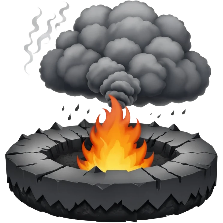 A smoking crater releasing dark ash clouds. emoji