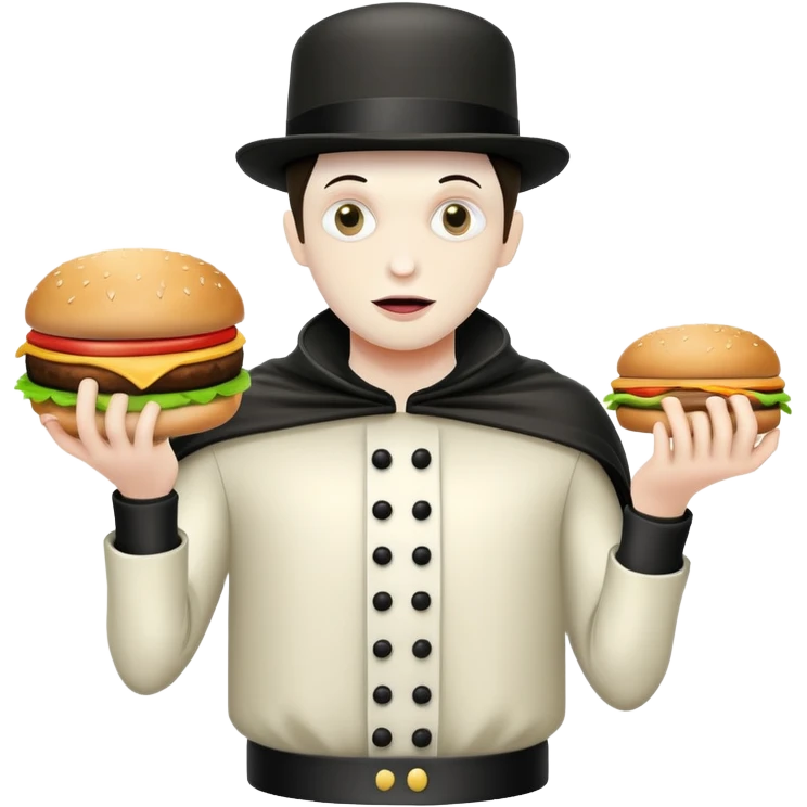 caped mime burglar stealing hamburgers emoji