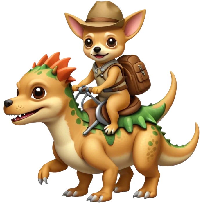 Chihuahua riding dinosaurs  emoji