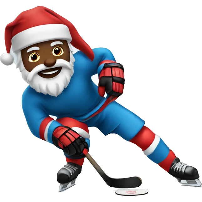 Santa playing hockey emoji