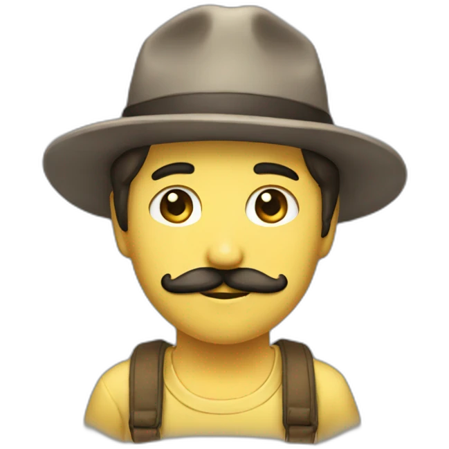 moustachu jeune sans casquette emoji