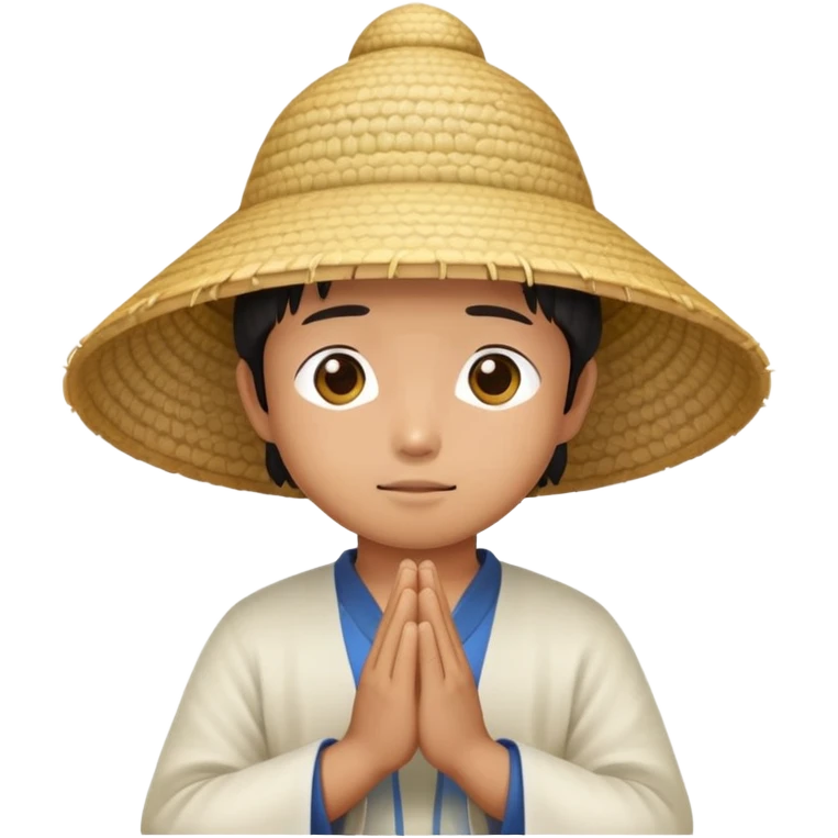 Asian emoji with rice hat praying emoji