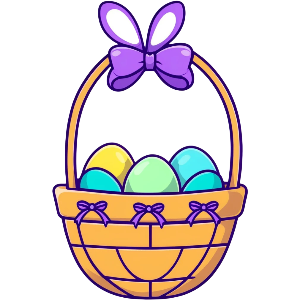 Easter basket with light green and turquoise eggs emoji