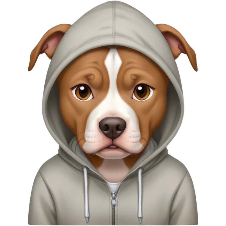Brown white pitbull is sad and wear a hoodie emoji