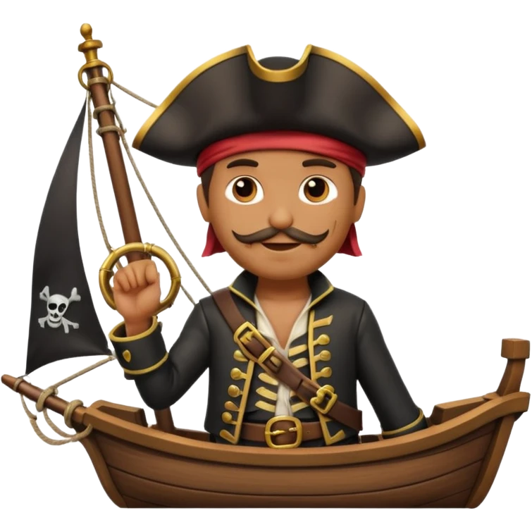 create an emoji of pirate capitan on the bow of the ship in epic posture, pirate style emoji