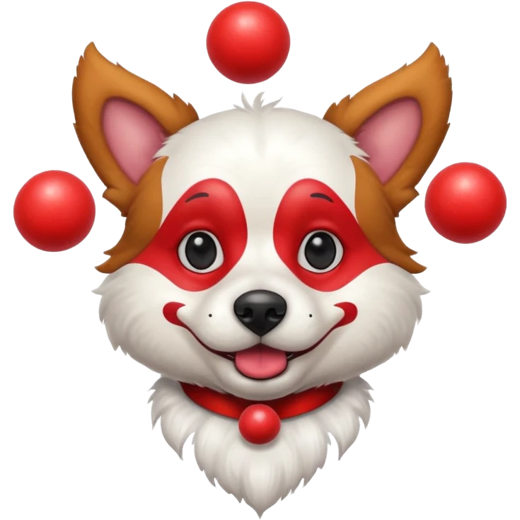 a Circus clown cute dog juggling two metal ball emoji