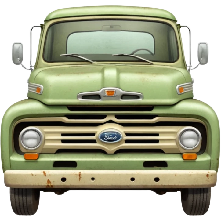 Light green and cream old ford truck emoji