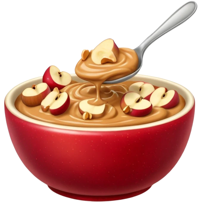 bowl with apple chunks with peanut butter emoji