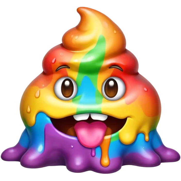 melted rainbow poop emoji monster emoji