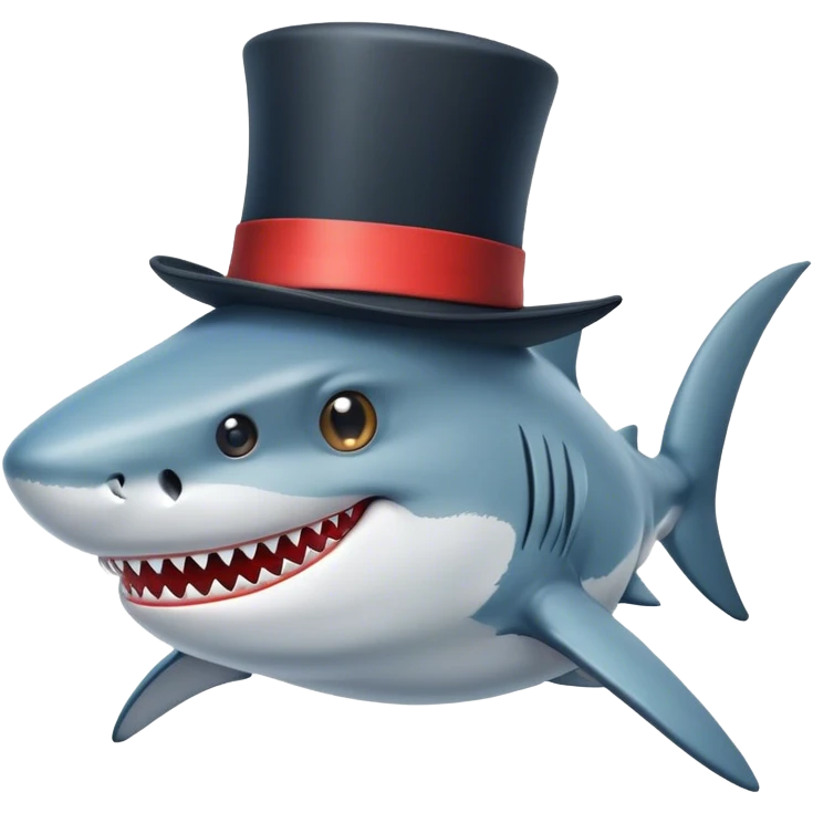 Shark with a top hat emoji