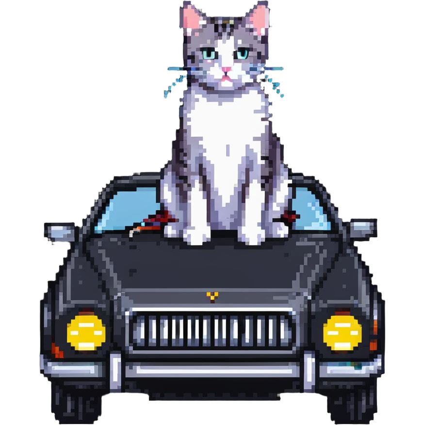 a cat on top of a car emoji