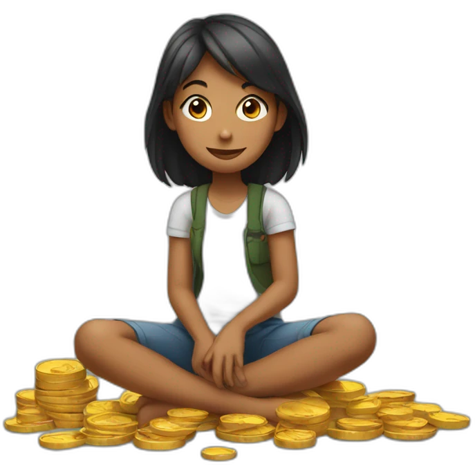 girl sitting on coins emoji