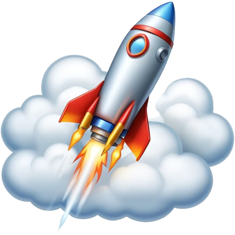 Rocket in clouds emoji