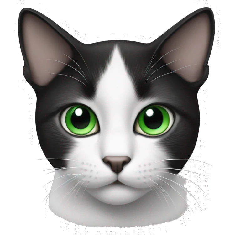 Black and white cat with Green eyes emoji