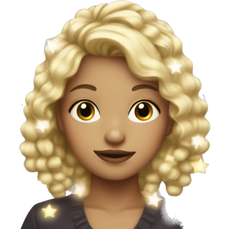 Blonde girl with Christmas lights in hair emoji