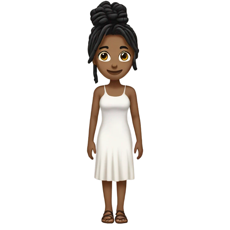 Tan girl with black locs dark white dress full body emoji