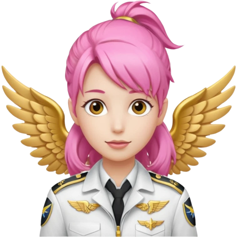Commander Bloom – pink ponytail pilot in white uniform and gold wings emoji