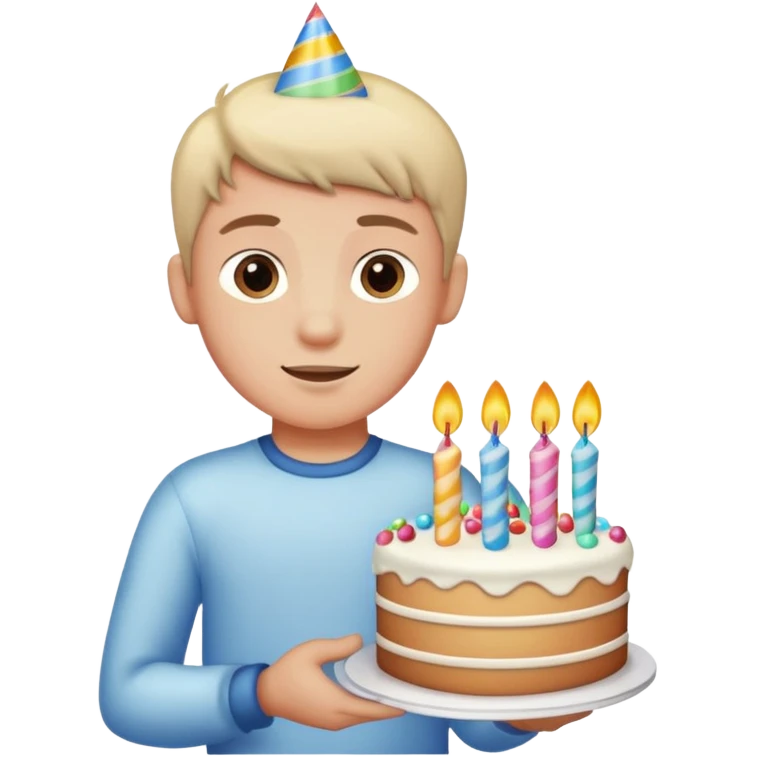 boy with birthday cake without the candles emoji