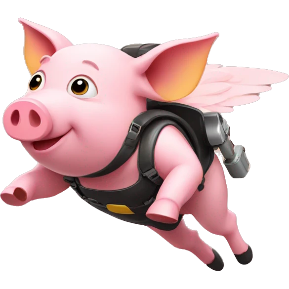 pig flying with jetpack emoji