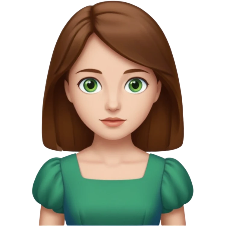Leonor de Borbon avec cheveux marrons yeux bleu avec robe verte emoji