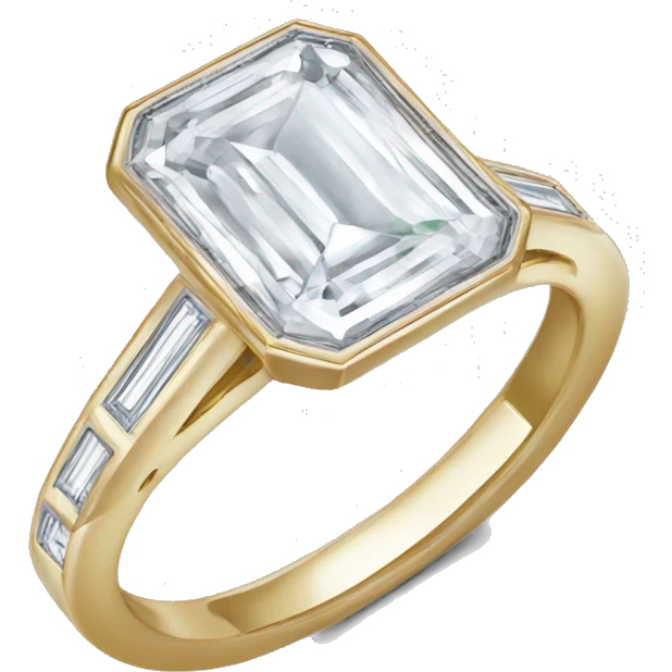 Emerald cut diamond ring with bezel  emoji