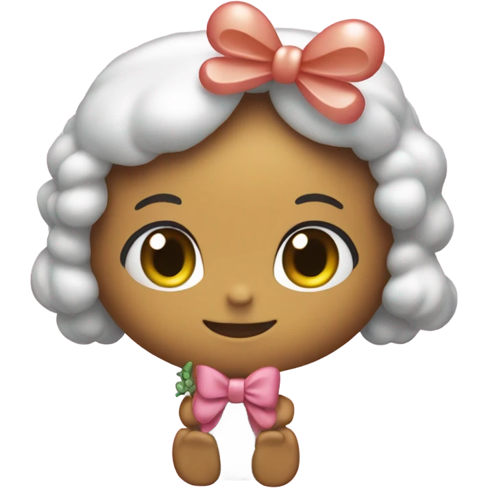 Sanrio character with a bow holding a chibi shrimp with a bow emoji