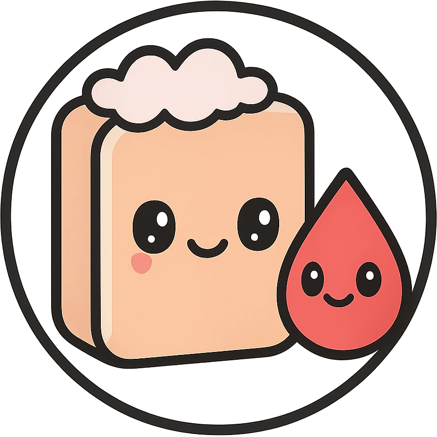 little alchemy style icon
subject: blood soap
border: medium-black
shape: round, circular
background: white
style: full color fill with medium black outlining emoji