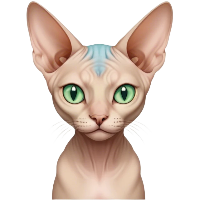 Sphynx cat with light bluegreen eyes emoji
