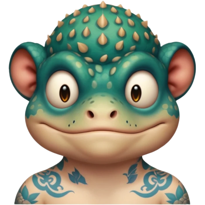 bufo with a neck tattoo of 32.60 emoji