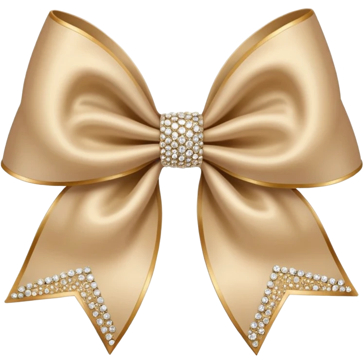 classic beige bow with smooth curves and sparkles emoji