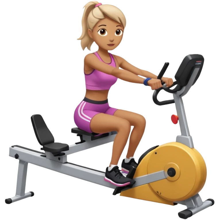 women  workout on erg machine rowing 
 emoji