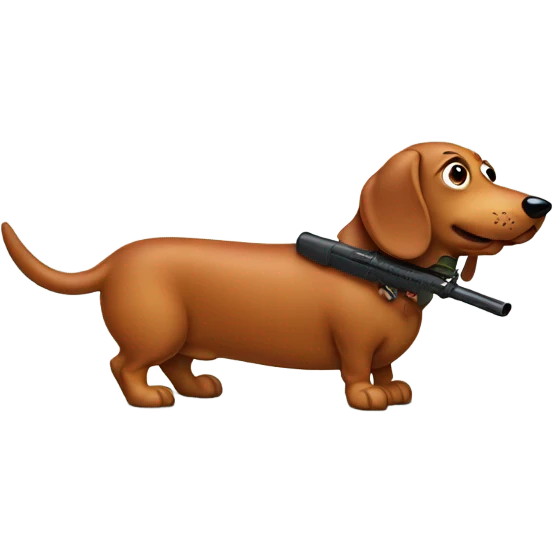 Funny weenier dog with shot gun emoji
