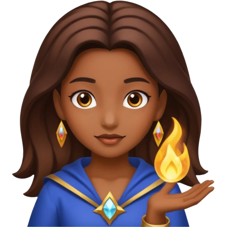 Girl with magic powers and brown skin . Pretty emoji