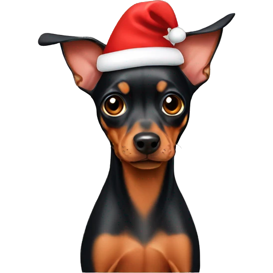 Pinscher with santa hat emoji
