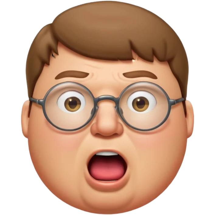 Peter Griffin as a classic emoji, surprised expression, mouth open, round face, glasses emoji
