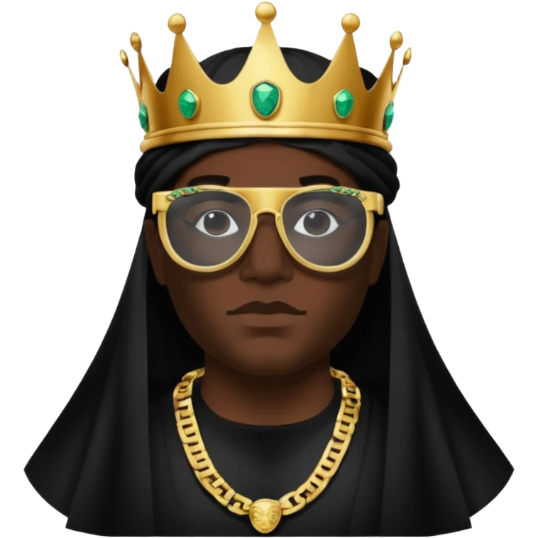 un principe con una corona de rolex con unos lentes Versace máscara todos negros grandes de after emoji