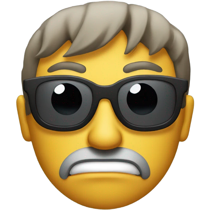 Guy wearing sunglasses who’s angey emoji