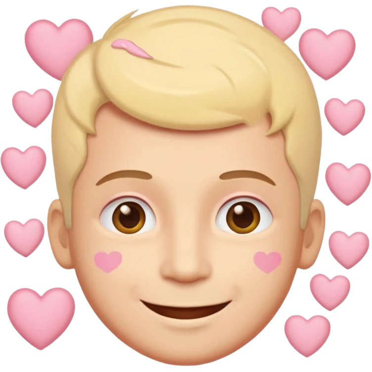 A man with hearts around his head in soft pink, beige and yellow pastel colors emoji
