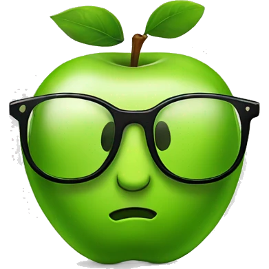 green apple with glasses emoji