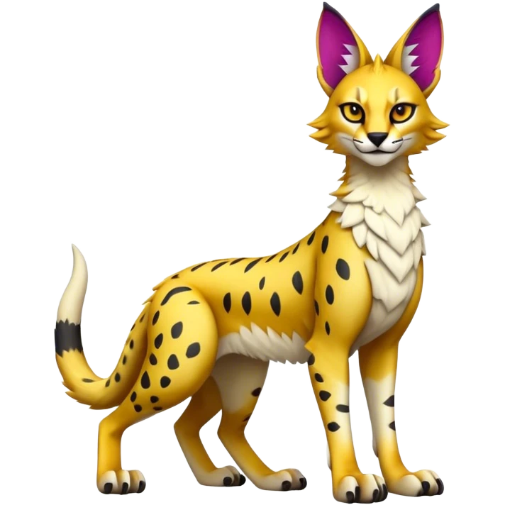 Epic Edgy Colorful Sergal-Serval-Vernid full body emoji