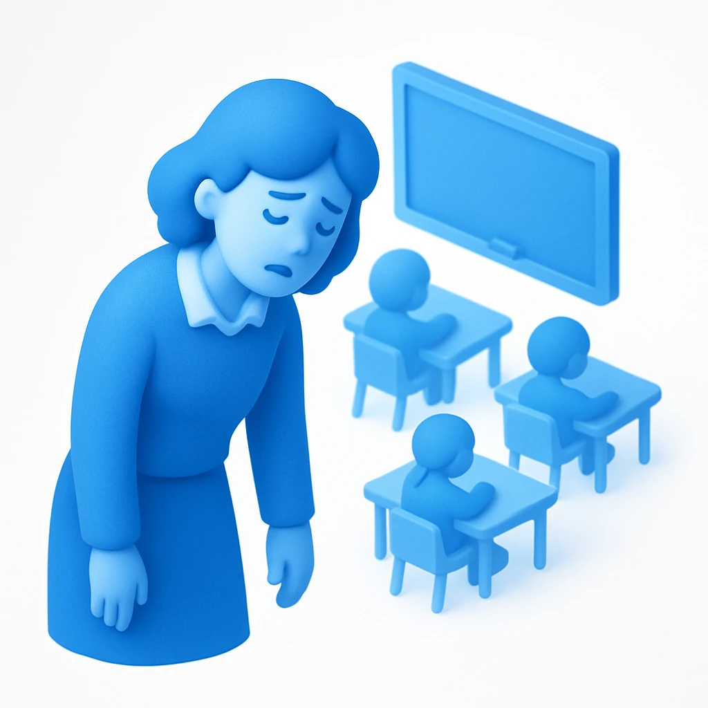 exhausted teacher in a bustling classroom emoji