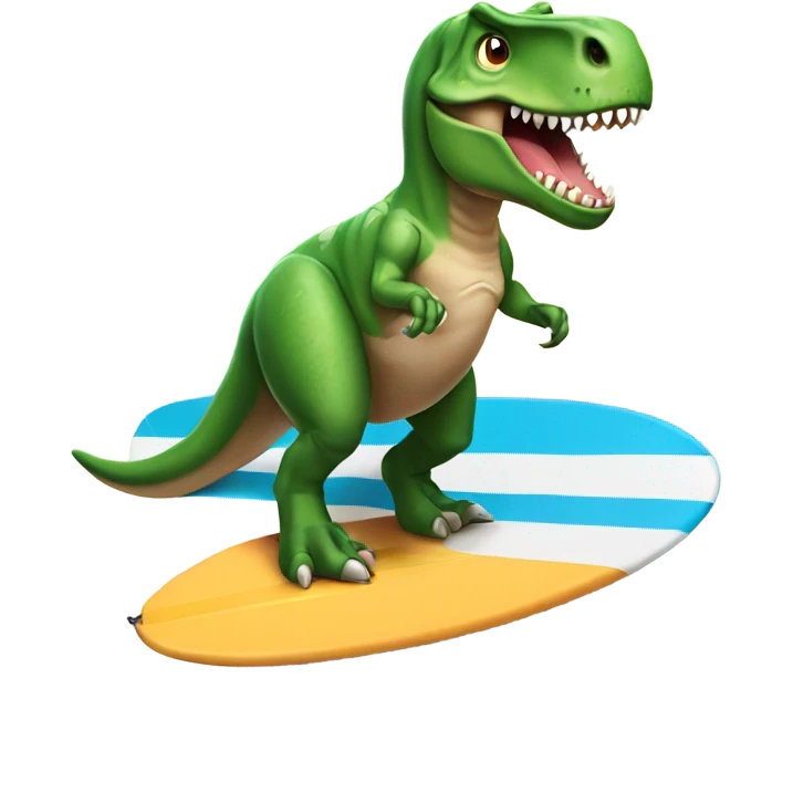 T rex holding a surfboard  emoji