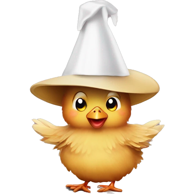 upside down cute chicken with a magic hat and laptop emoji