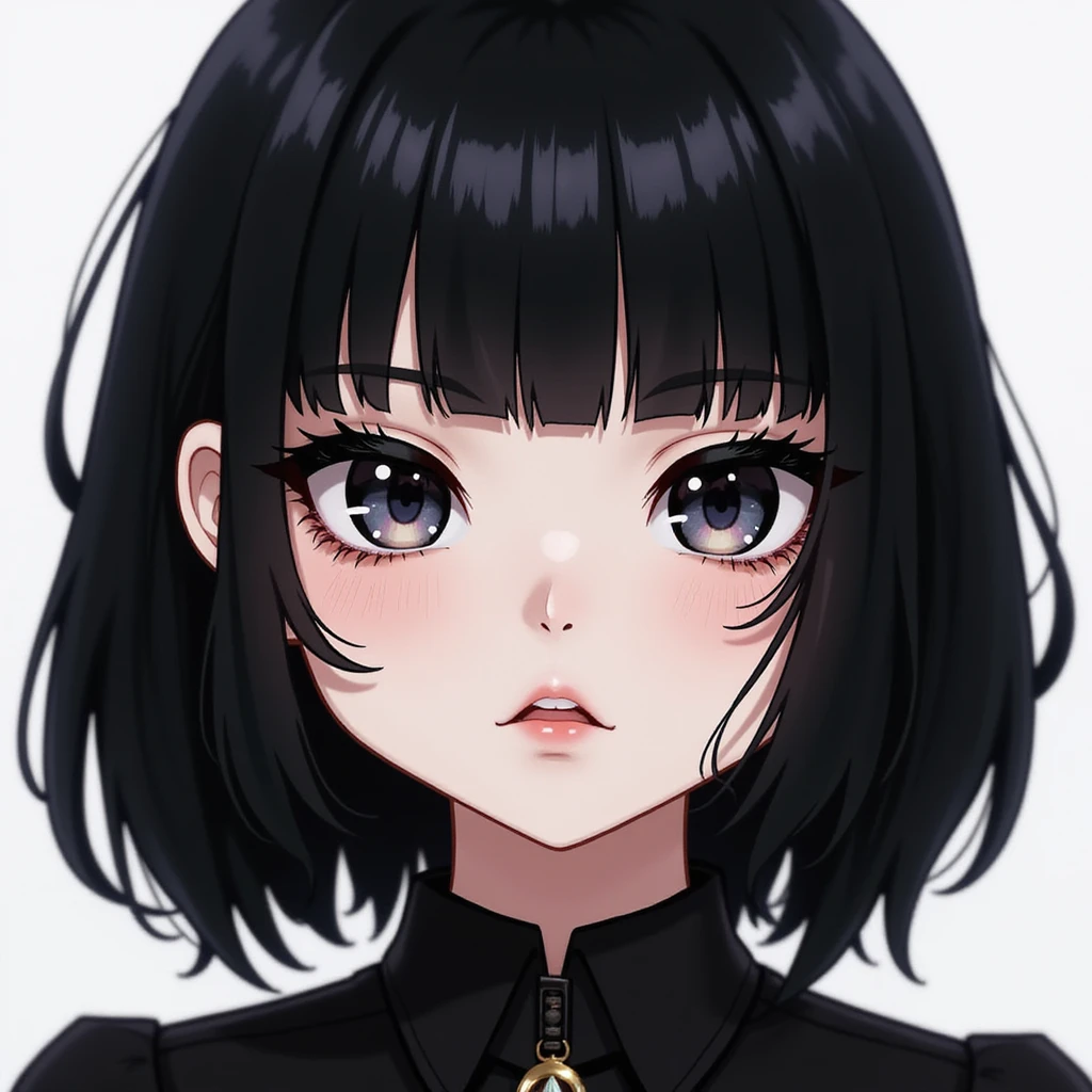 BLACKPINK inspired goth emoji, photorealistic style, black hair, bold eyeliner emoji