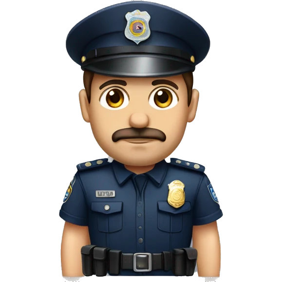 Policia de España, moreno con barba, ojos marrones emoji