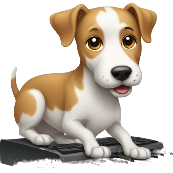 dog standing on a keyboard emoji