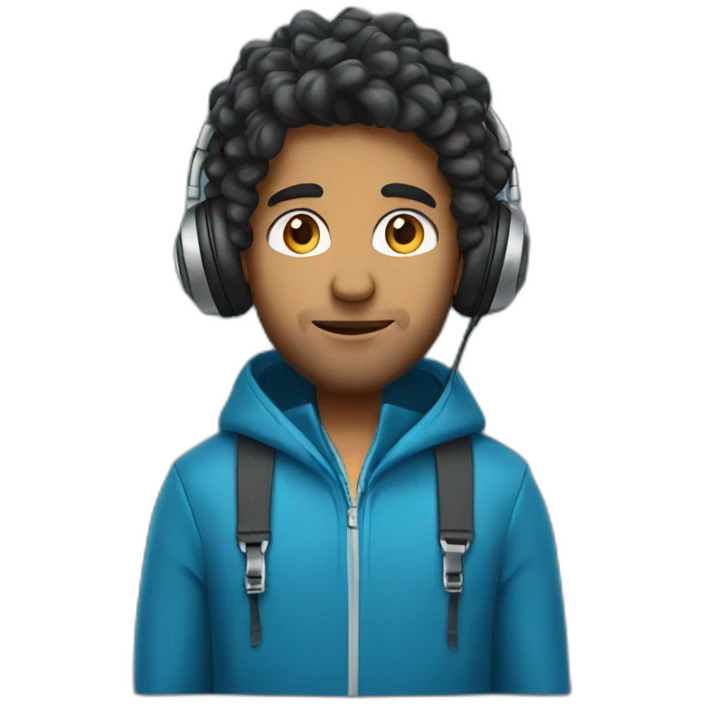indian guy with semi curly hair and headphones and blue jacket emoji
