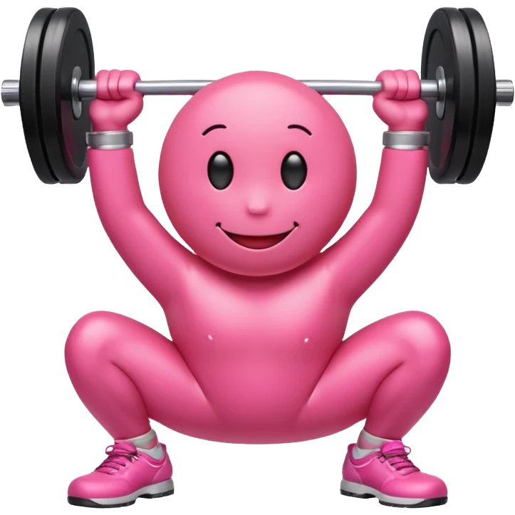 Loveheart with smiley face squatting with weights emoji