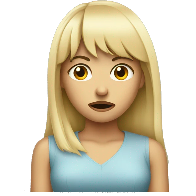 blonde girl with bangs being disgusted  emoji