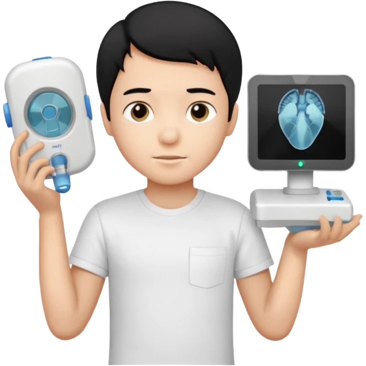 generate a pretty bratz emoji of a boy with black hair wearing a white tshirt and holding a cT emoji